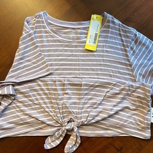 Ruin and Ryder purple and white striped jersey top